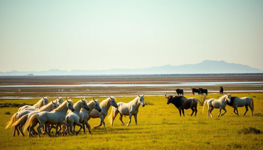 horses and bulls