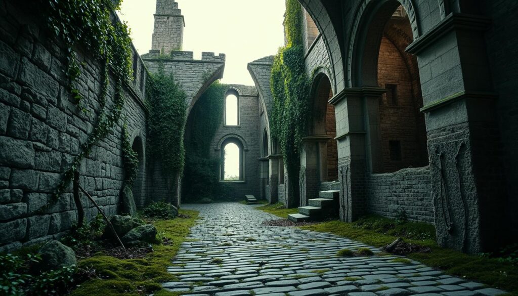 ruins towers walls
